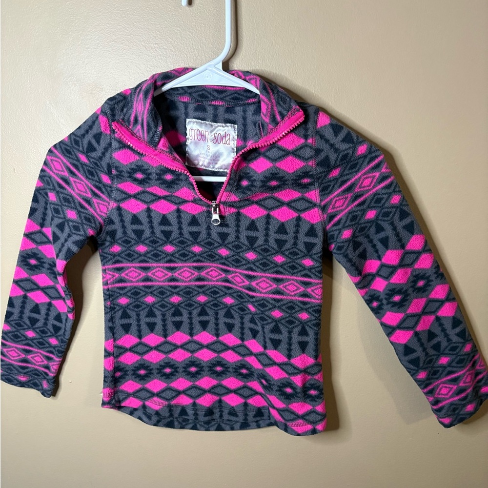 Cozy Kids' Geometric Hoodie - Pink and Gray